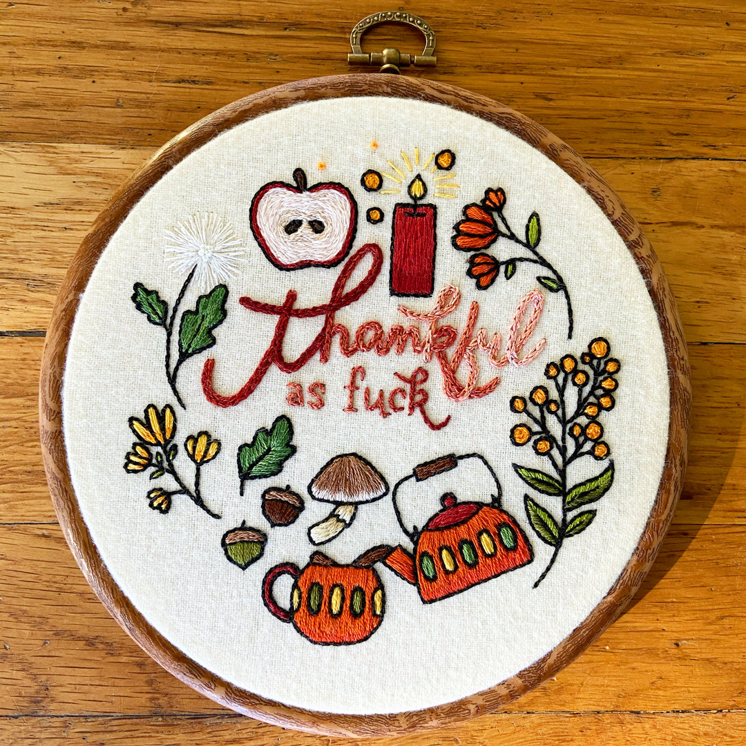 PDF EMBROIDERY PATTERN - Thankful AF by Sarah Beth Timmons