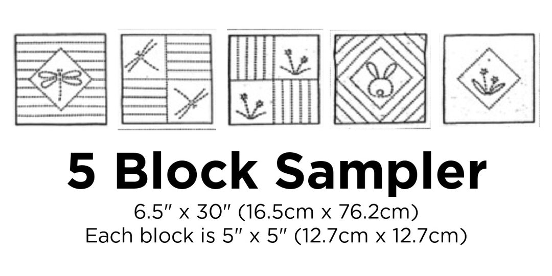 Sashiko Sampler - 5 Quilt Blocks
