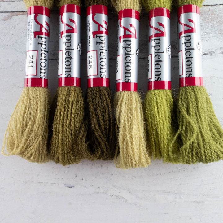 Appletons Crewel Weight Wool - Olive & Grass Greens