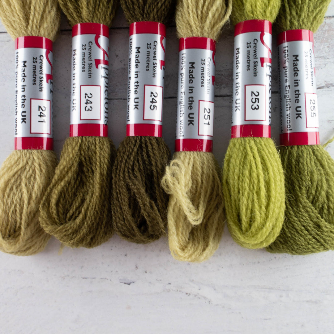 Appletons Crewel Weight Wool - Olive & Grass Greens