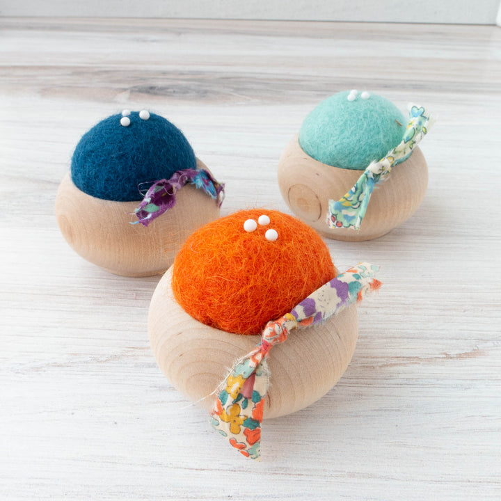 Felt Pincushion with Wooden Base