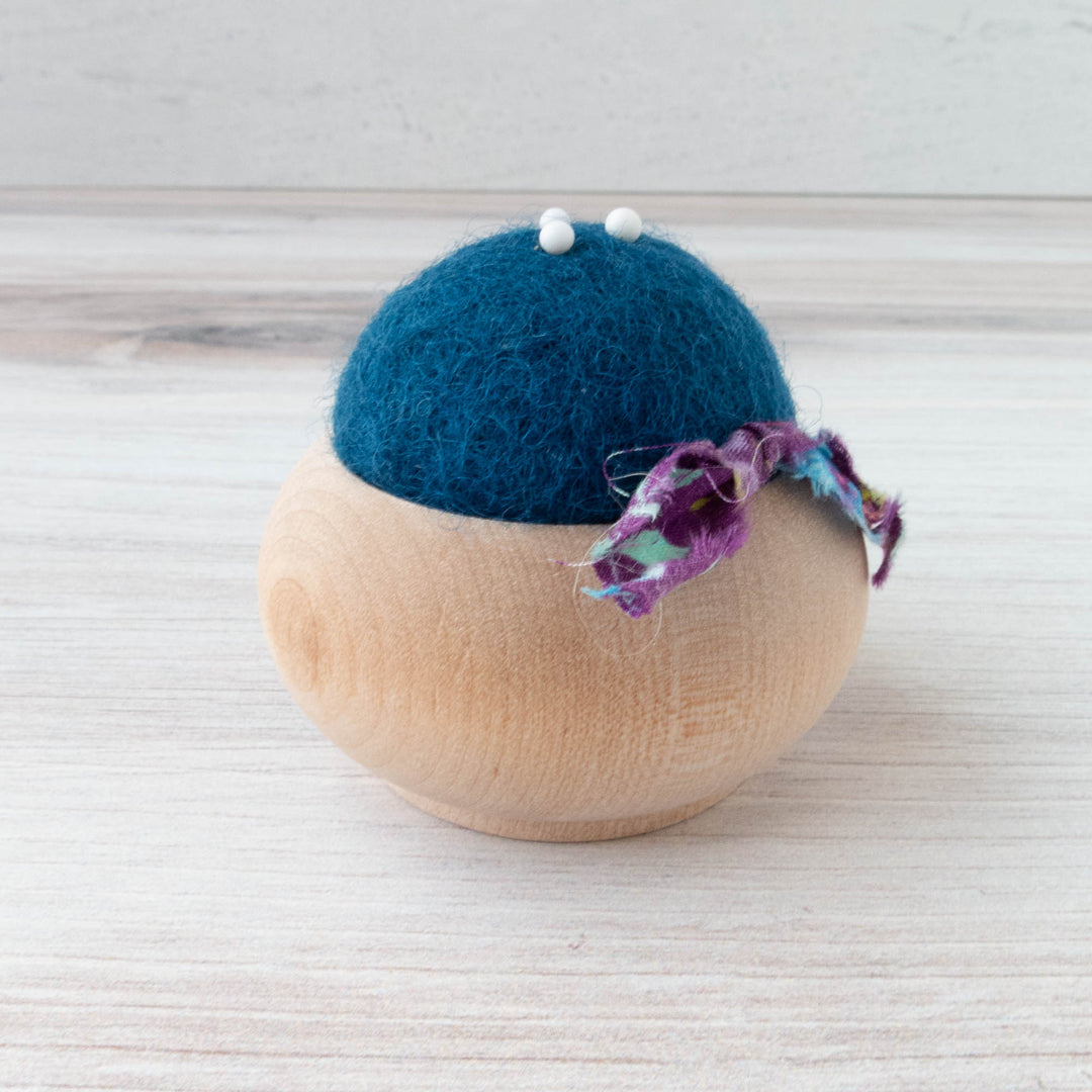 Felt Pincushion with Wooden Base