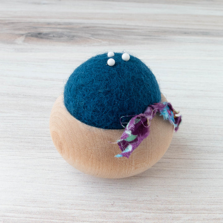 Felt Pincushion with Wooden Base