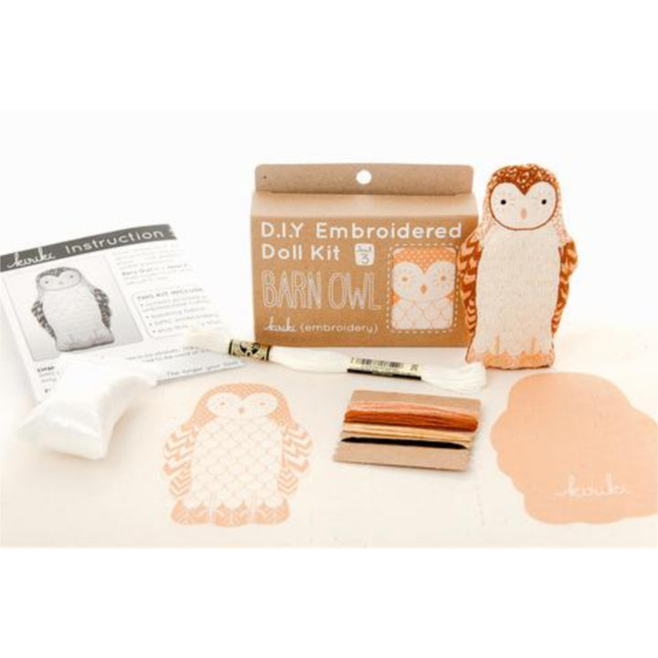 Barn Owl Plushie Embroidery Kit by Kiriki Press Embroidery Kit - Snuggly Monkey