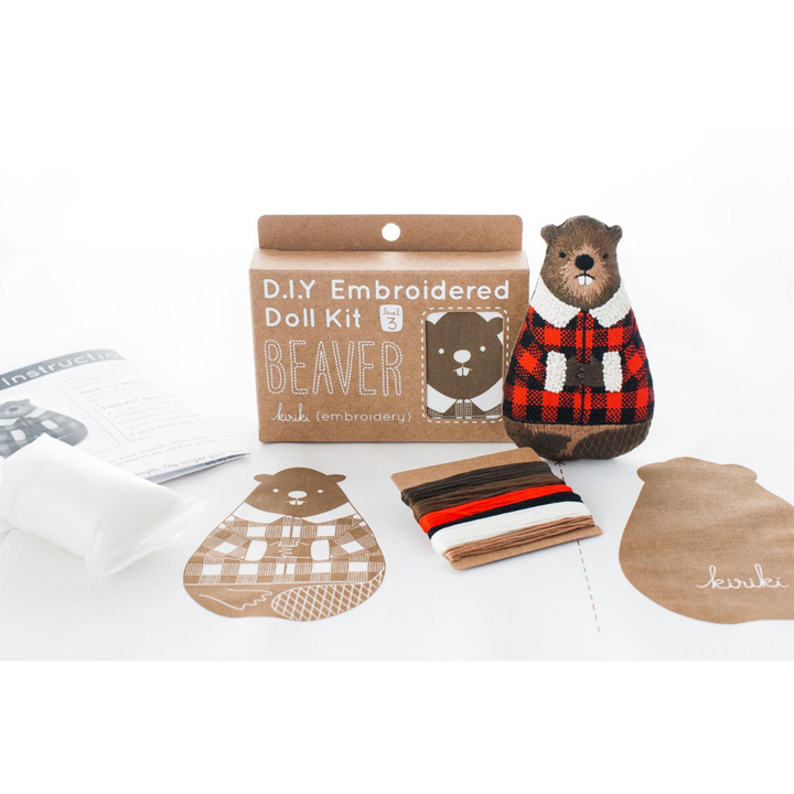 Beaver Embroidery Kit by Kiriki Press Embroidery Kit - Snuggly Monkey