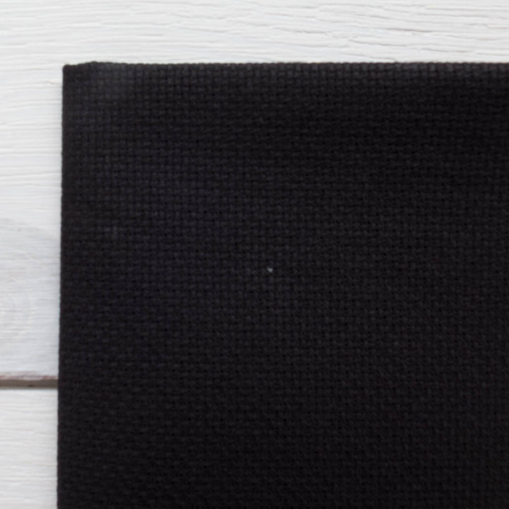 Black Aida Cross Stitch Fabric (14 ct) Fabric - Snuggly Monkey