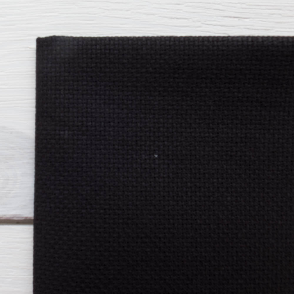 Black Aida Cross Stitch Fabric (16 ct) Fabric - Snuggly Monkey
