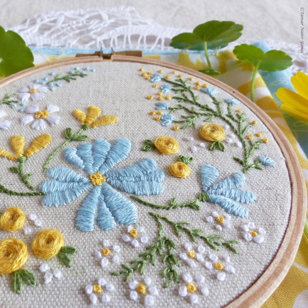 Embroidery Kit : 4" Blossoming Garden by Tamar Nahir Embroidery Kit - Snuggly Monkey