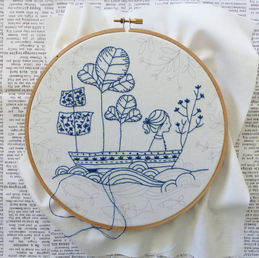 Embroidery Kit : 8" Blue Ocean by Tamar Nahir Embroidery Kit - Snuggly Monkey