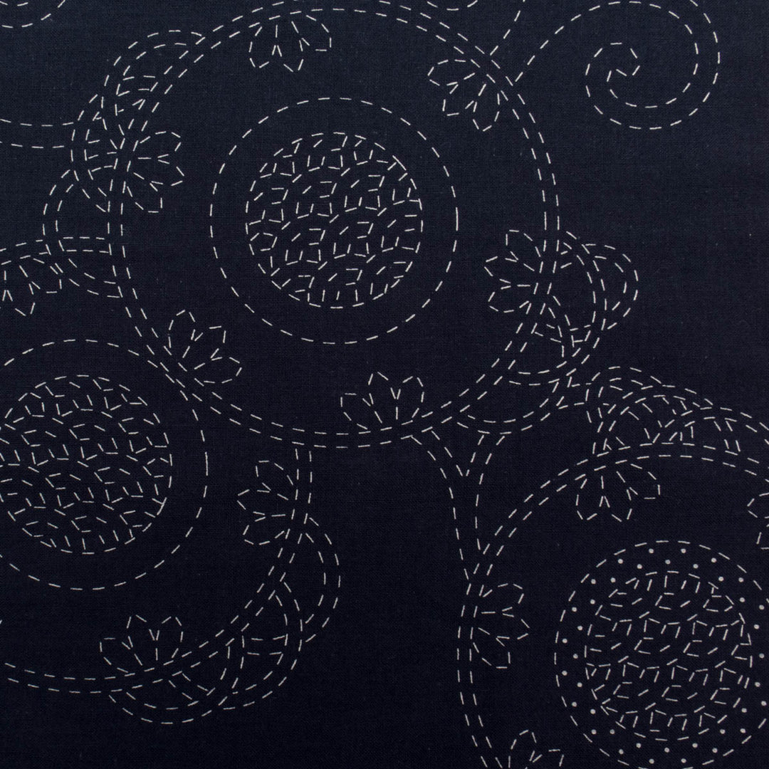 Bracken Fern Sashiko Embroidery Sampler (Navy) Sashiko - Snuggly Monkey