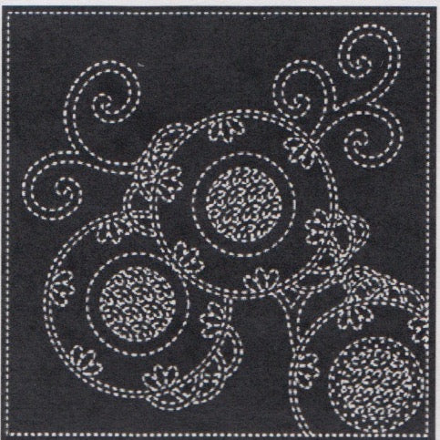 Bracken Fern Sashiko Embroidery Sampler (Navy) Sashiko - Snuggly Monkey