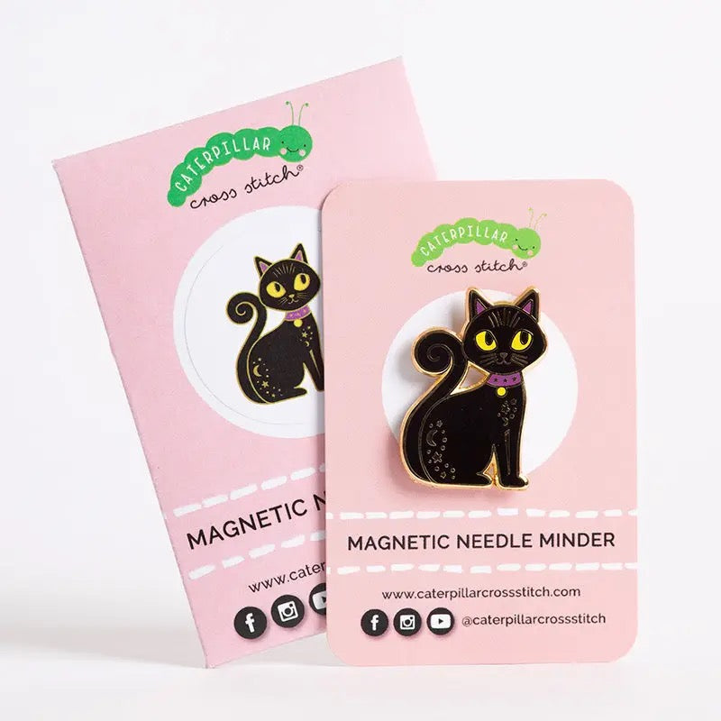Magnetic Enamel Needle Minder - Black Cat