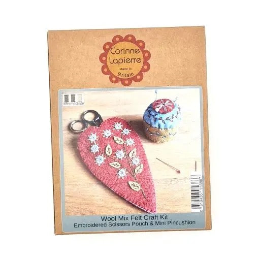 Embroidered Scissors Pouch and Mini Pin Cushion Felt Craft Kit