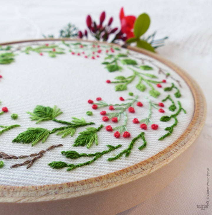 Tamar Nahir Embroidery Kit - Christmas Crown Embroidery Kit - Snuggly Monkey