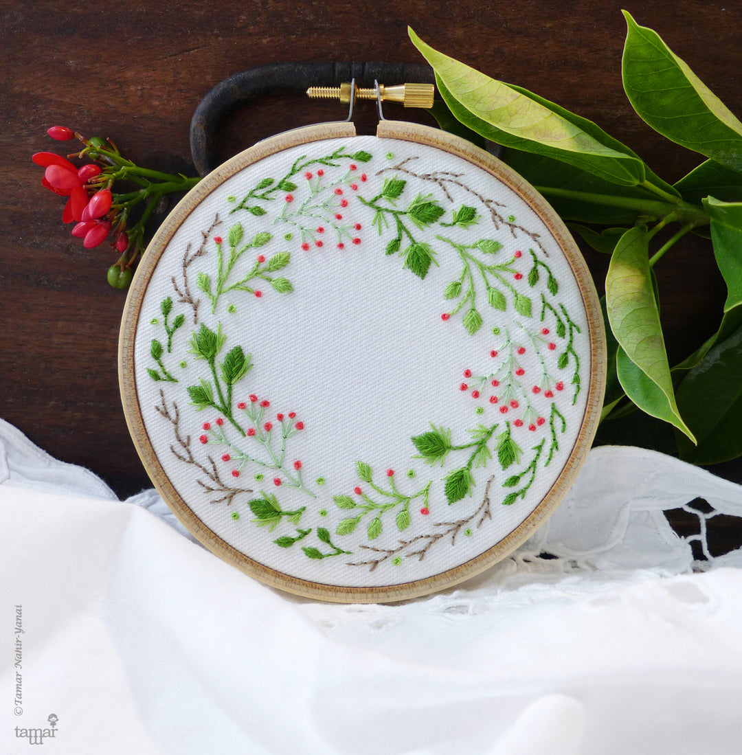 Tamar Nahir Embroidery Kit - Christmas Crown Embroidery Kit - Snuggly Monkey