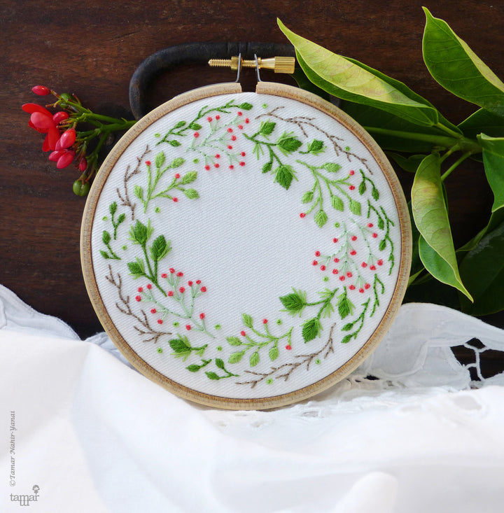 Tamar Nahir Embroidery Kit - Christmas Crown Embroidery Kit - Snuggly Monkey