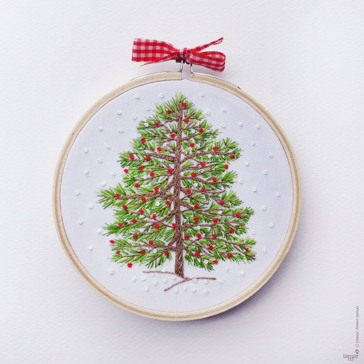 Christmas Embroidery Kit : 4" Christmas Tree by Tamar Nahir Embroidery Kit - Snuggly Monkey