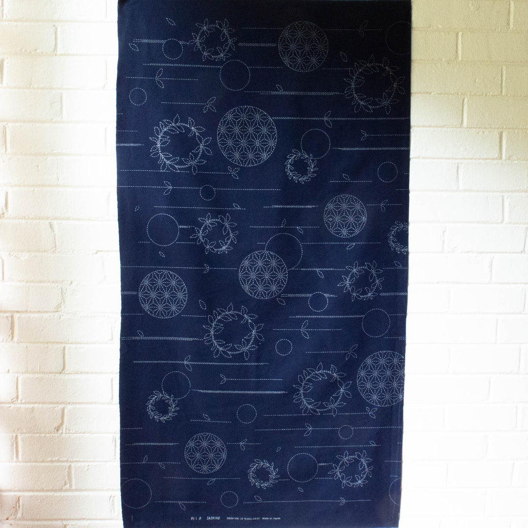 Large Sashiko Panel - Circle Wreaths