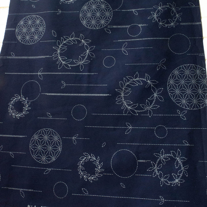 Large Sashiko Panel - Circle Wreaths