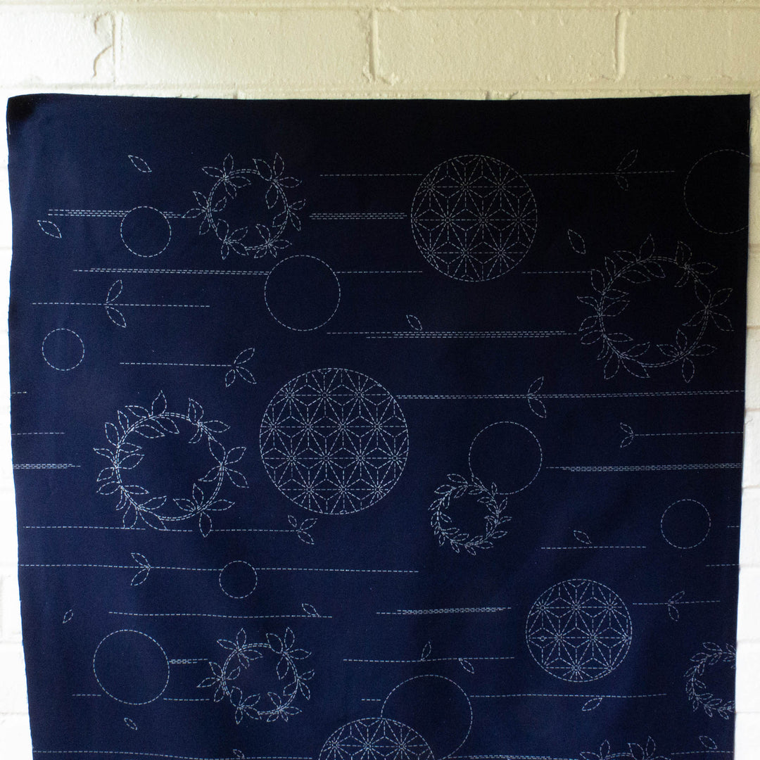 Large Sashiko Panel - Circle Wreaths