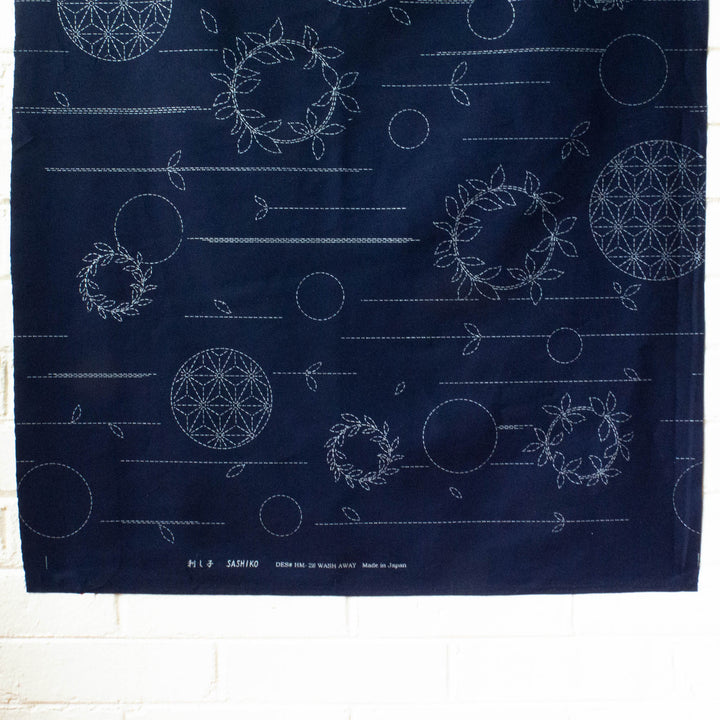 Large Sashiko Panel - Circle Wreaths