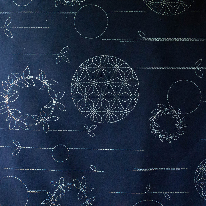 Large Sashiko Panel - Circle Wreaths