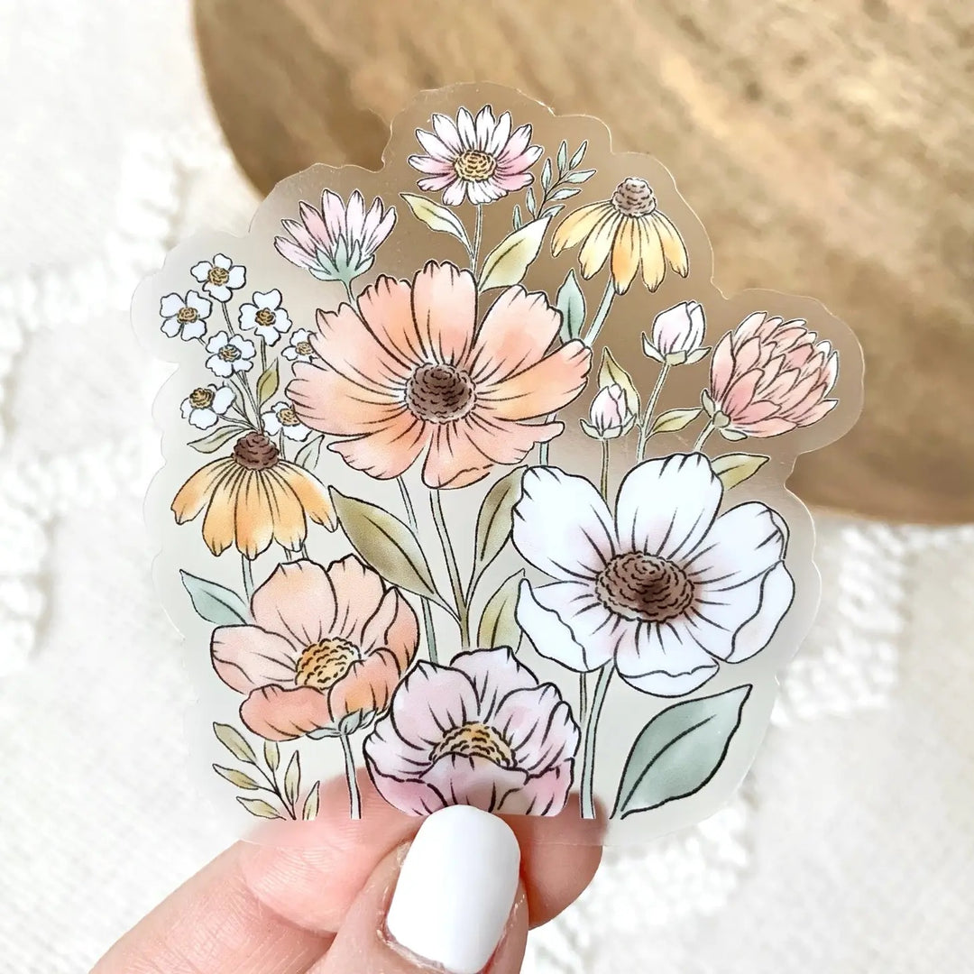 Wildflower Clear Vinyl Sticker