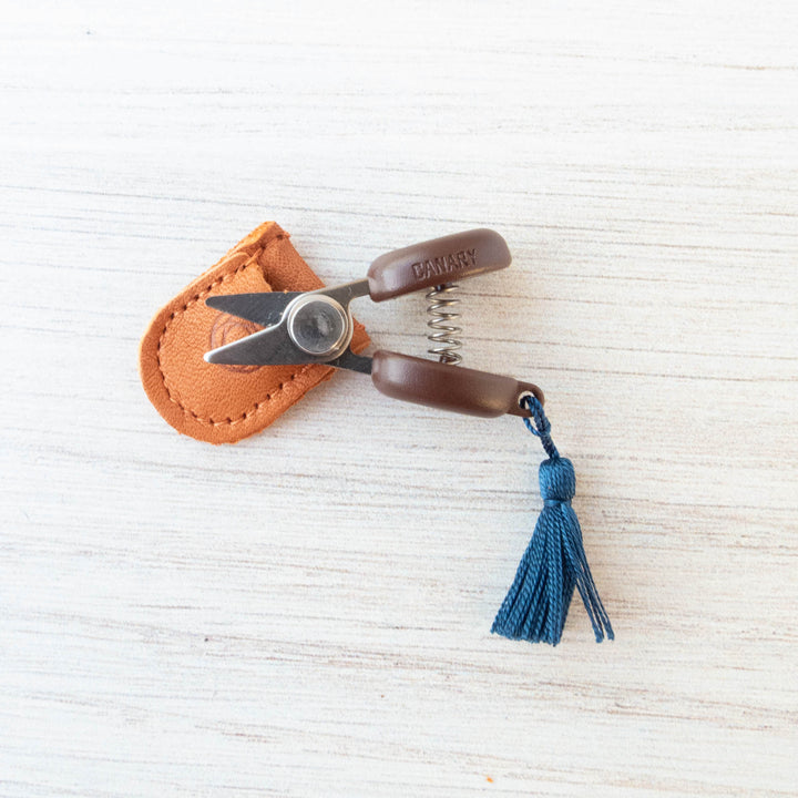 Mini Japanese Thread Snips with Leather Sheath Scissors - Snuggly Monkey