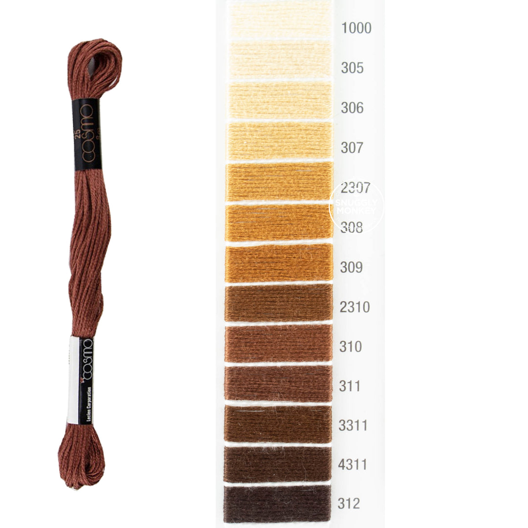 Cosmo Embroidery Floss - Brown (No. 1000-312)