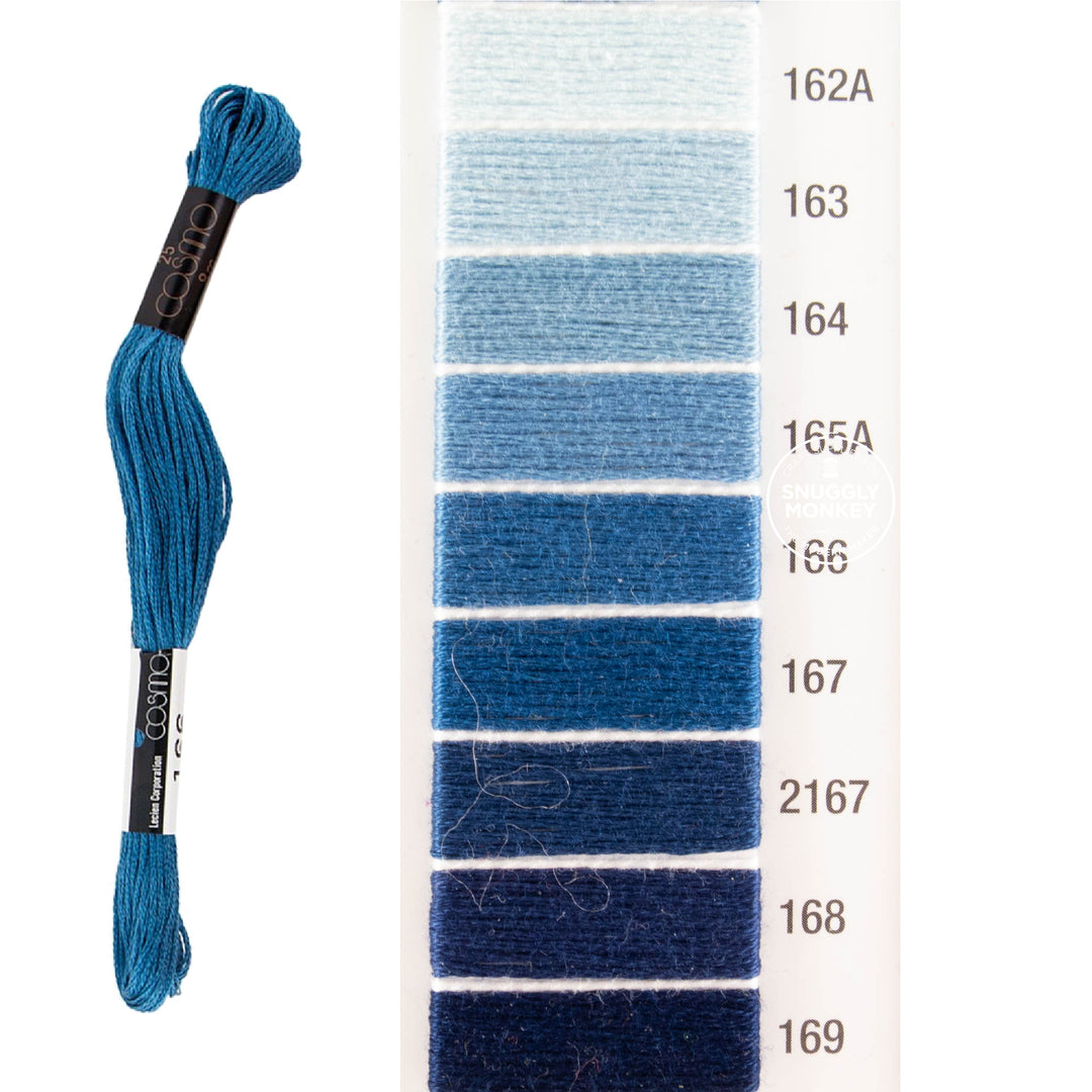 Cosmo Embroidery Floss - Blues (No. 162A-169)