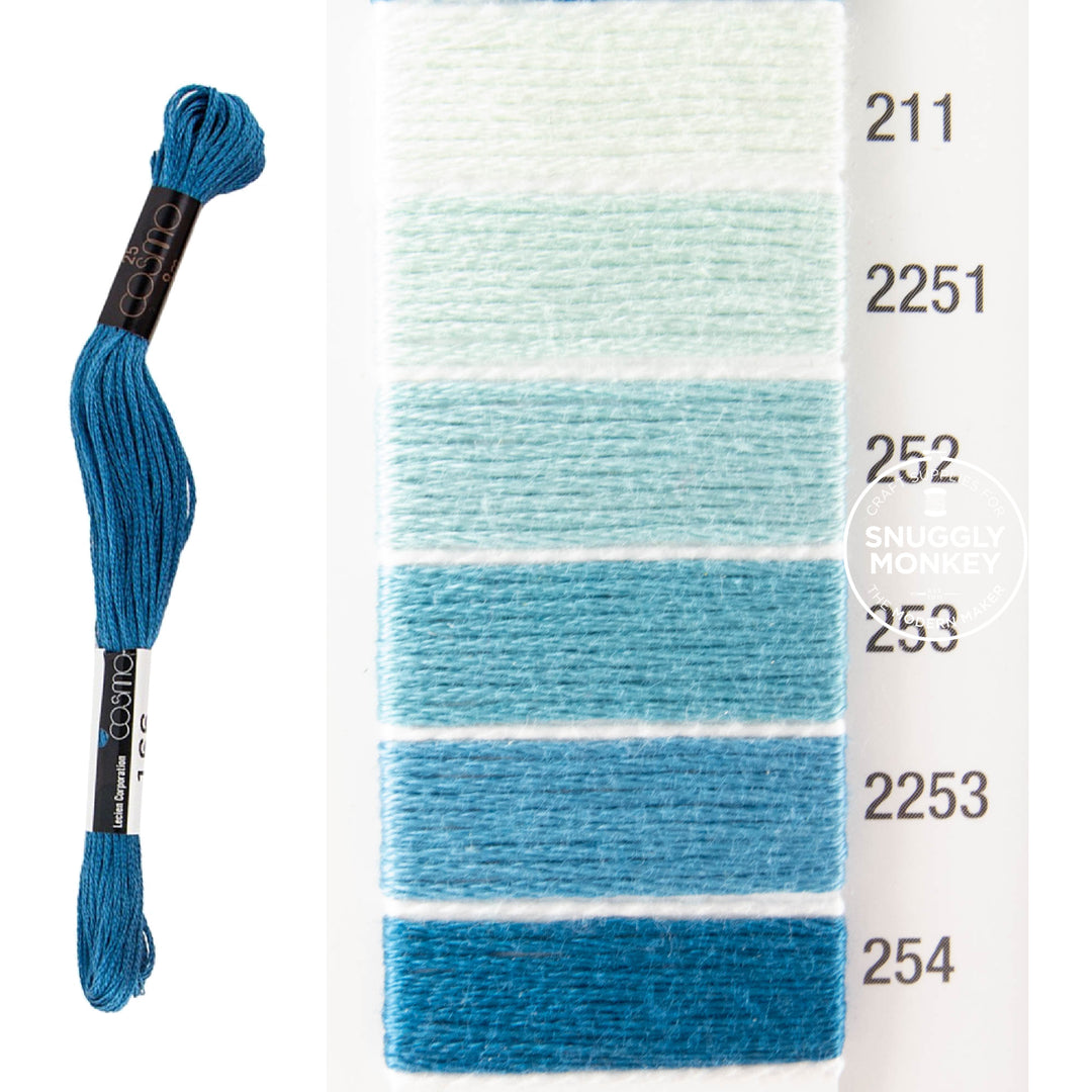 Cosmo Embroidery Floss - Blue (No. 211-254)