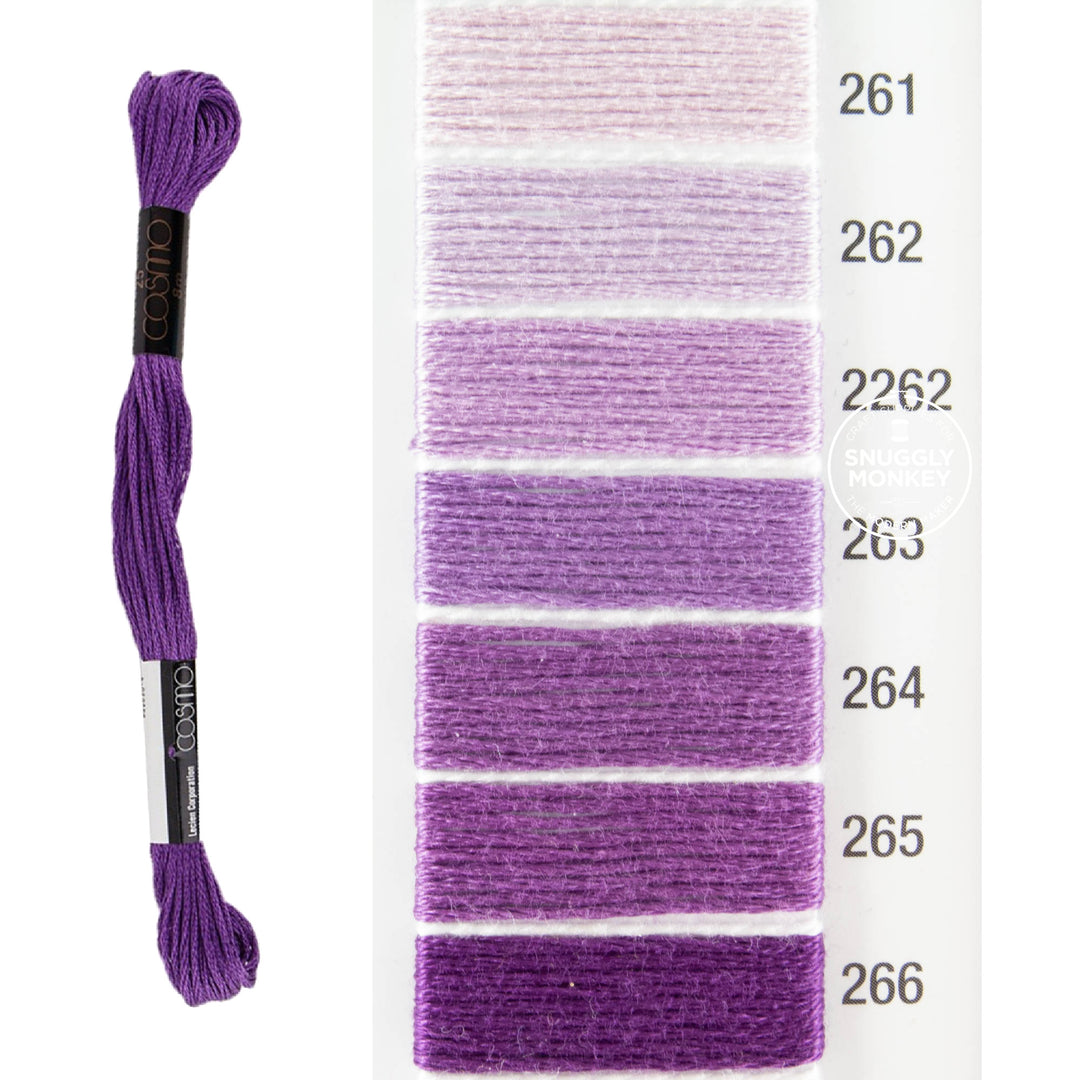 Cosmo Embroidery Floss - Purple (No. 261-266)