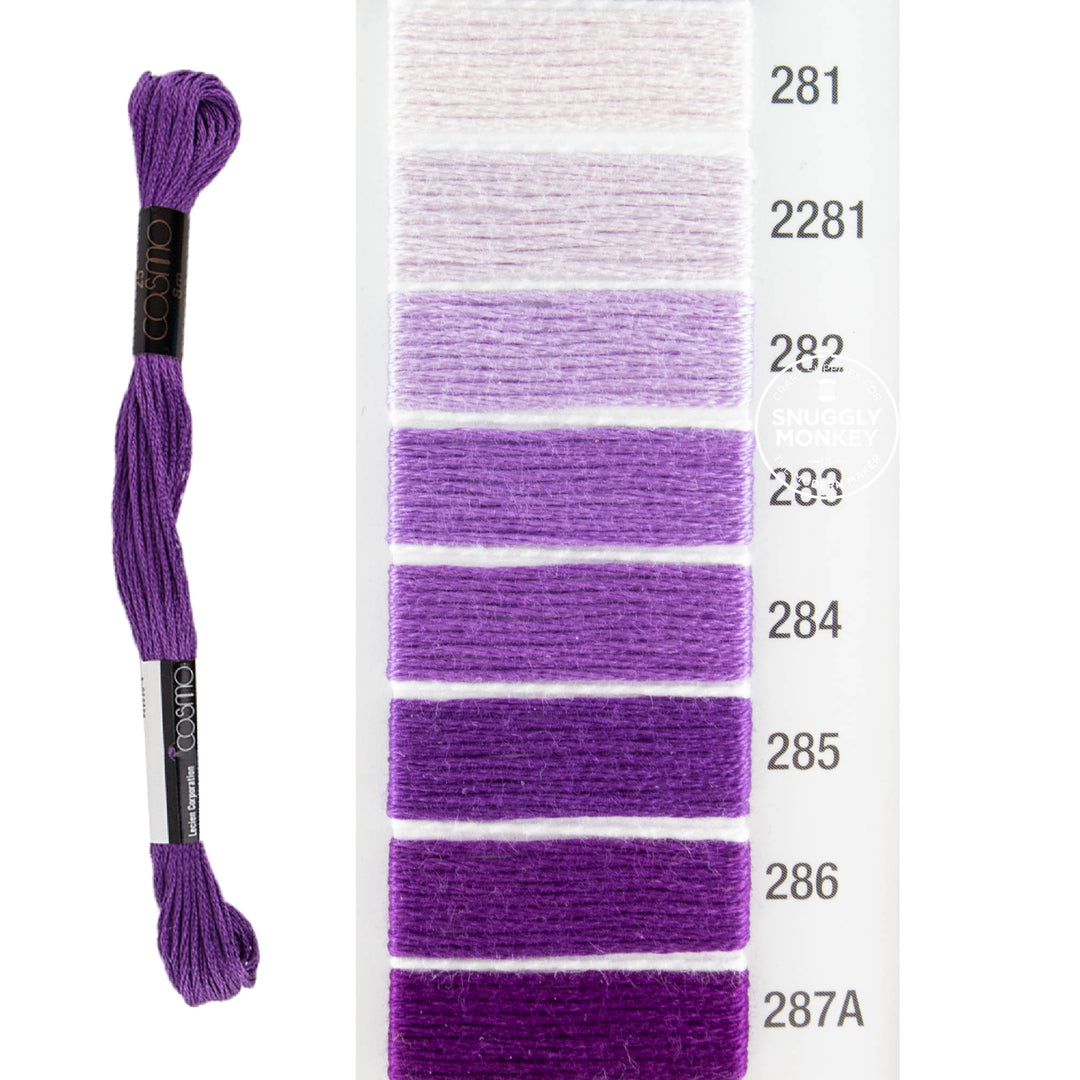 Cosmo Embroidery Floss - Purple (No. 281-287A)