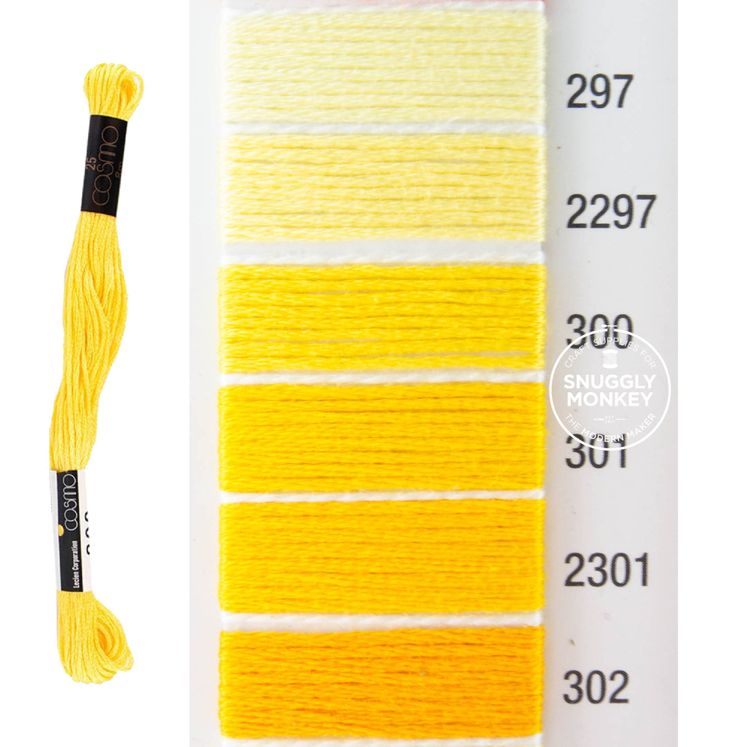 Cosmo Embroidery Floss - Yellow (No. 297-302)