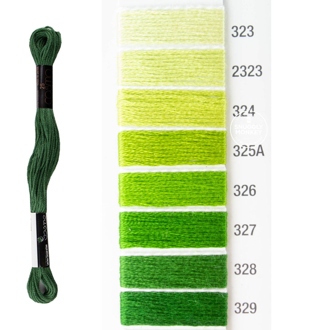 Cosmo Embroidery Floss - Green (No. 323-329)