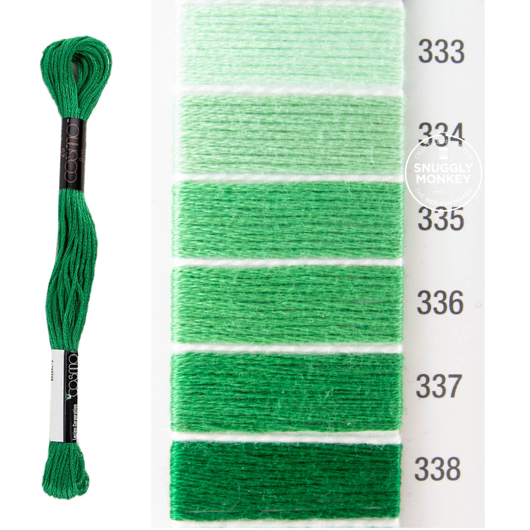 Cosmo Embroidery Floss - Green (No. 333-338)