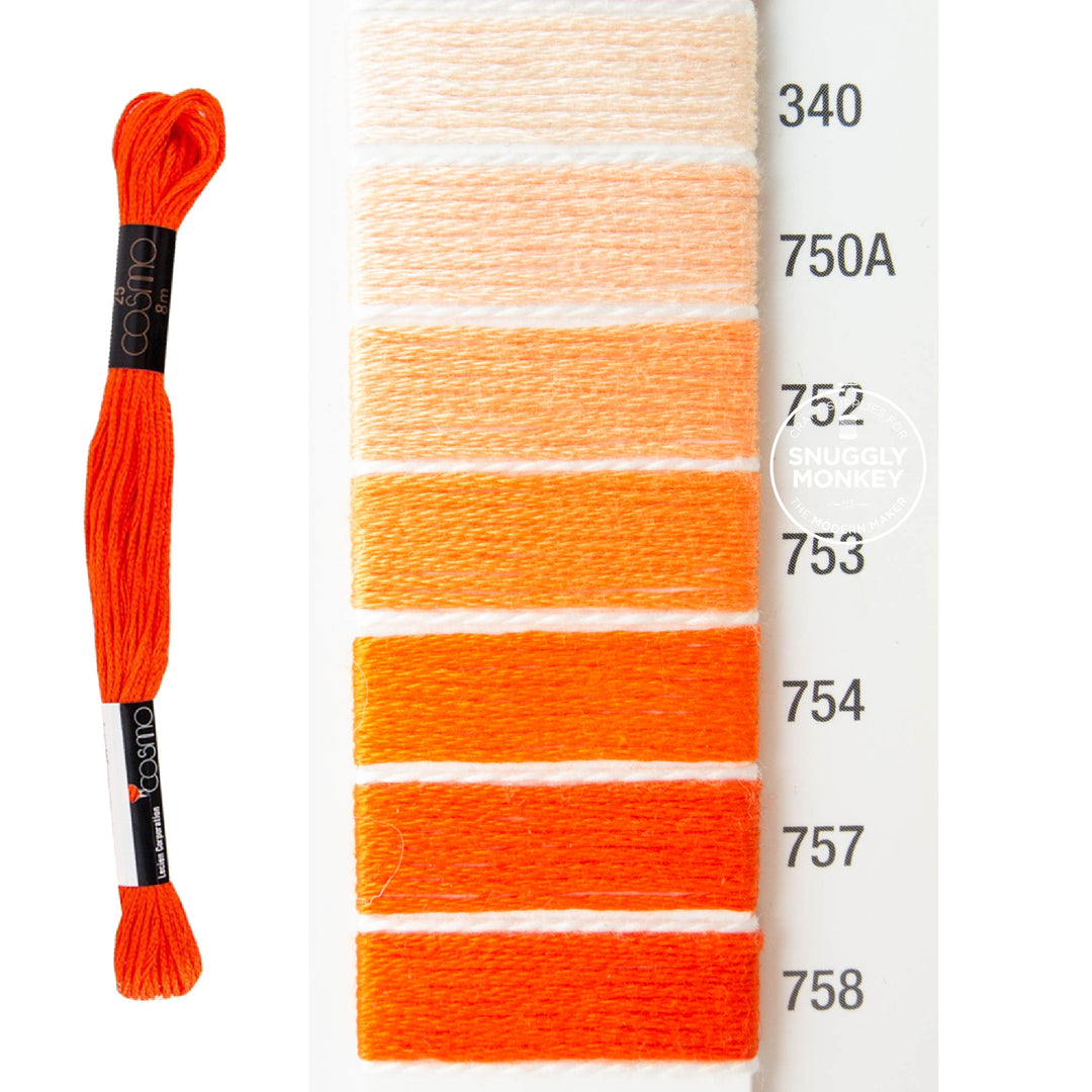 Cosmo Embroidery Floss - Orange (No. 340-758)