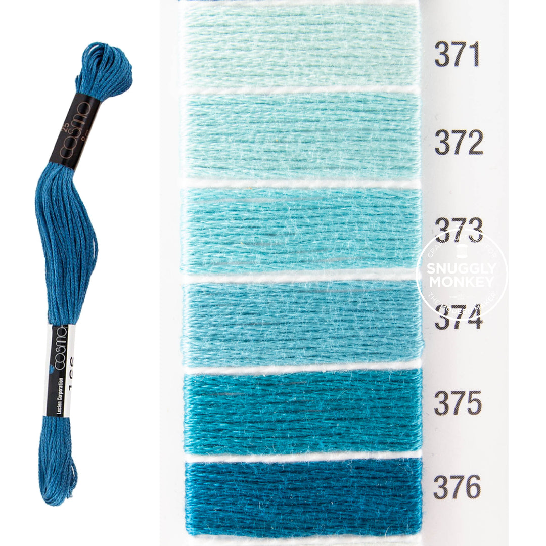 Cosmo Embroidery Floss - Blue (No. 371-376)