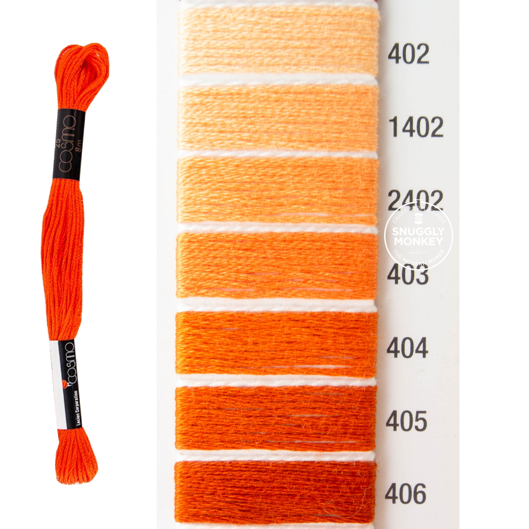 Cosmo Embroidery Floss - Orange (No. 402-406)