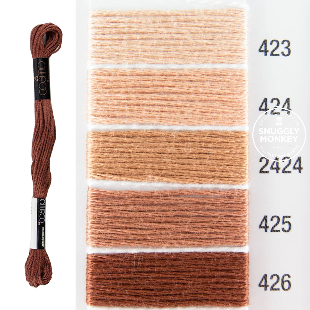 Cosmo Embroidery Floss - Brown (No. 423-426)
