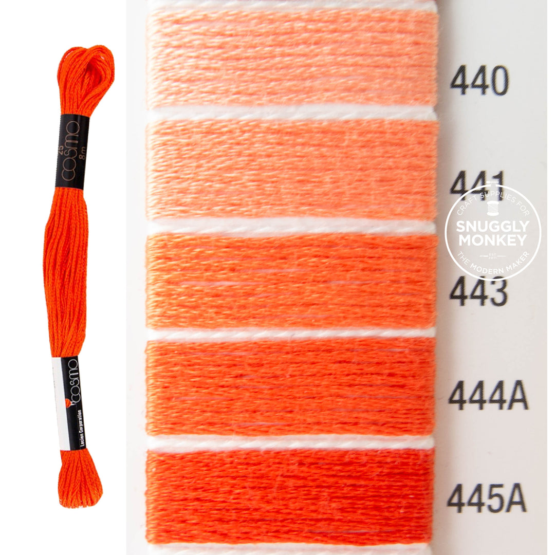 Cosmo Embroidery Floss - Orange (No. 440-445)