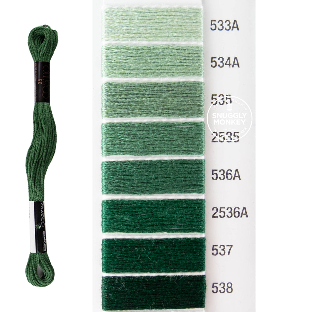 Cosmo Embroidery Floss - Green (No. 533A-538)