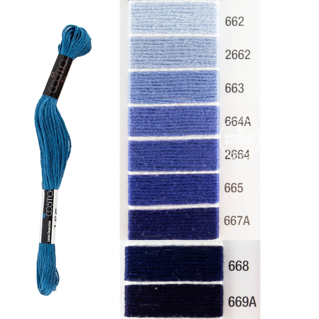 Cosmo Embroidery Floss -Purple (No. 662-669A)