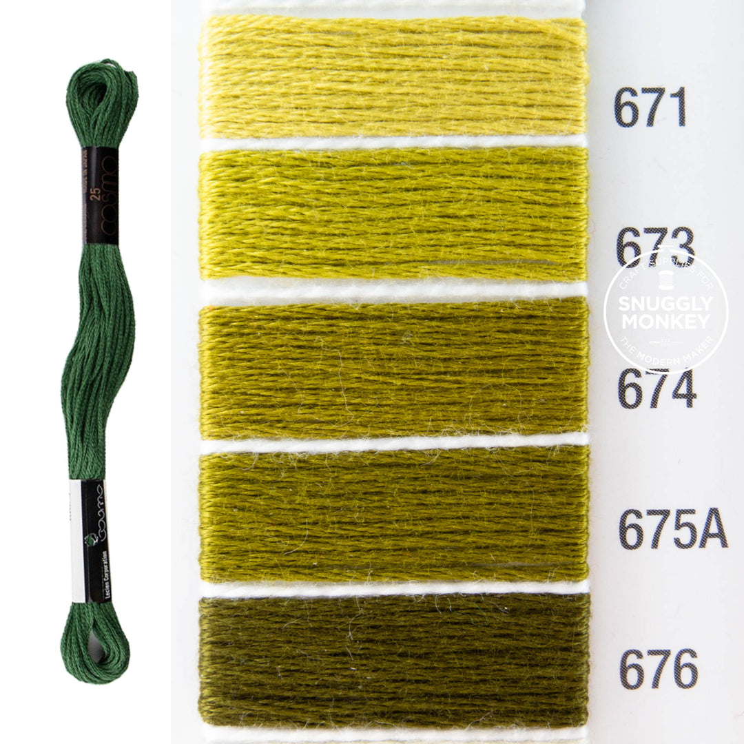 Cosmo Embroidery Floss - Chartreuse (No. 671-676)