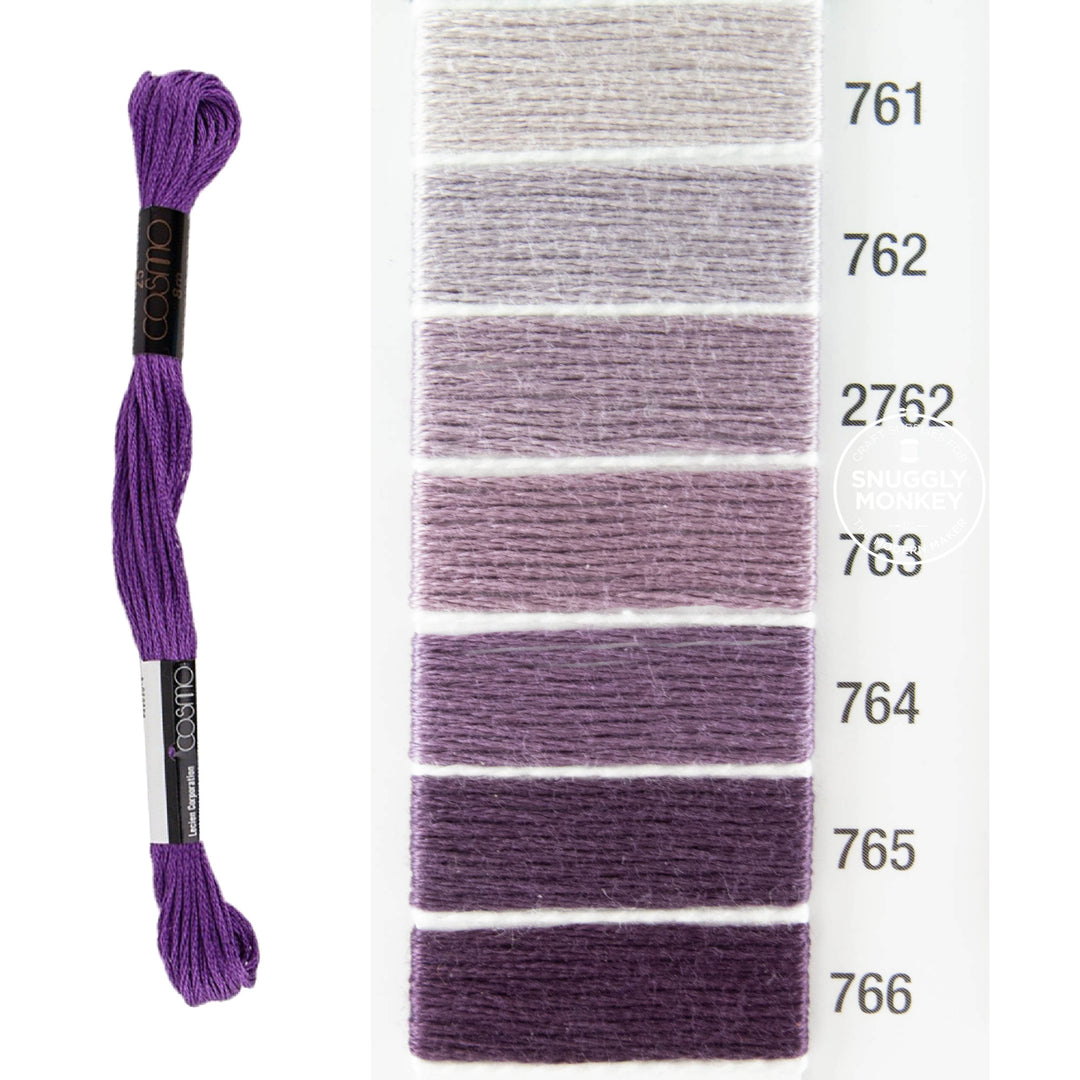 Cosmo Embroidery Floss - Purple (No. 761-766)