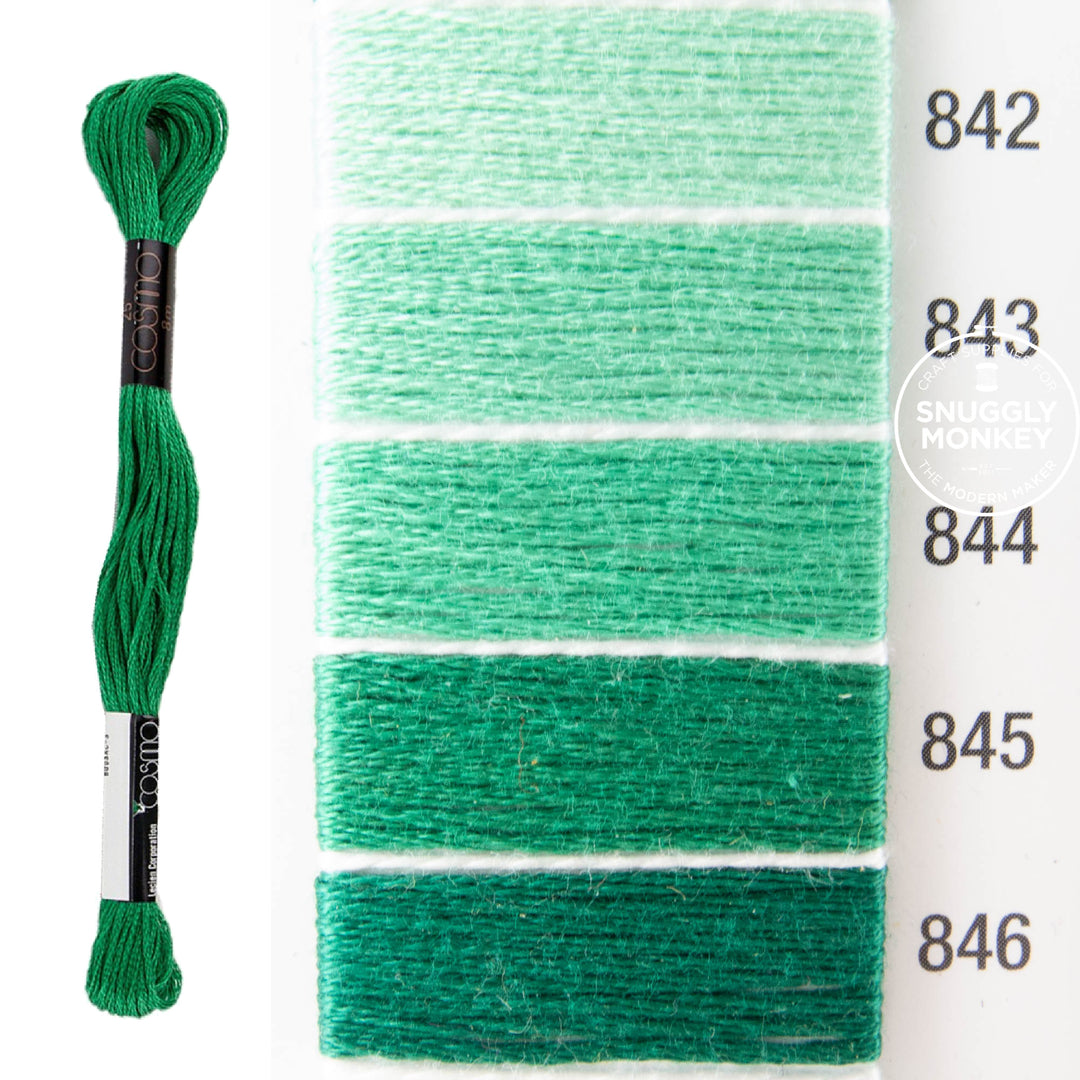 Cosmo Embroidery Floss - Green (No. 842-846)