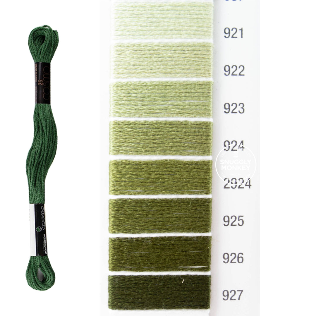 Cosmo Embroidery Floss - Green (No. 921-927)