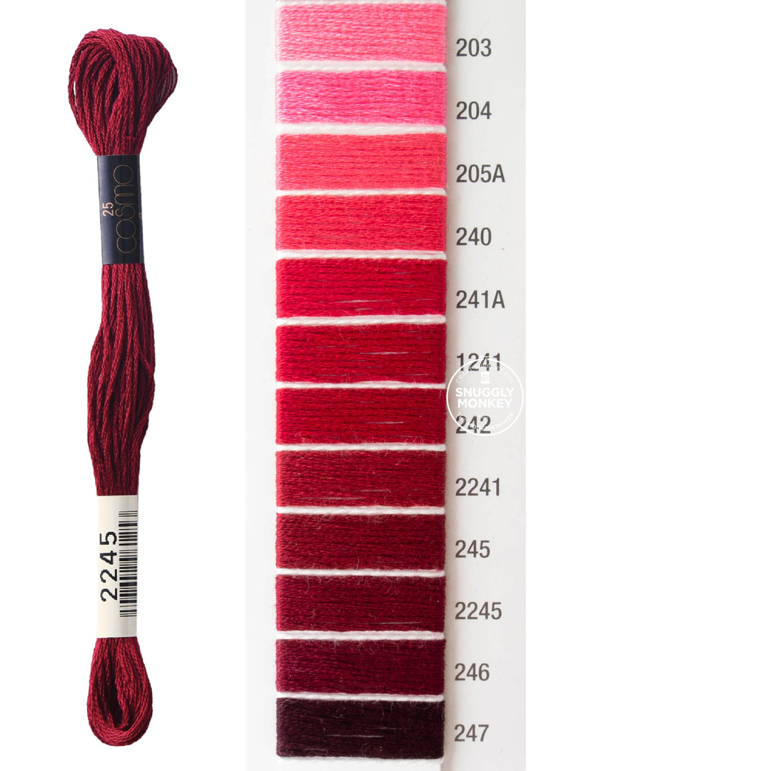 Cosmo Embroidery Floss - Pinks (No. 203-247)