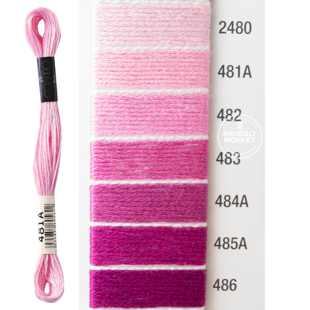 Cosmo Embroidery Floss - Mauve (No. 2480-486)