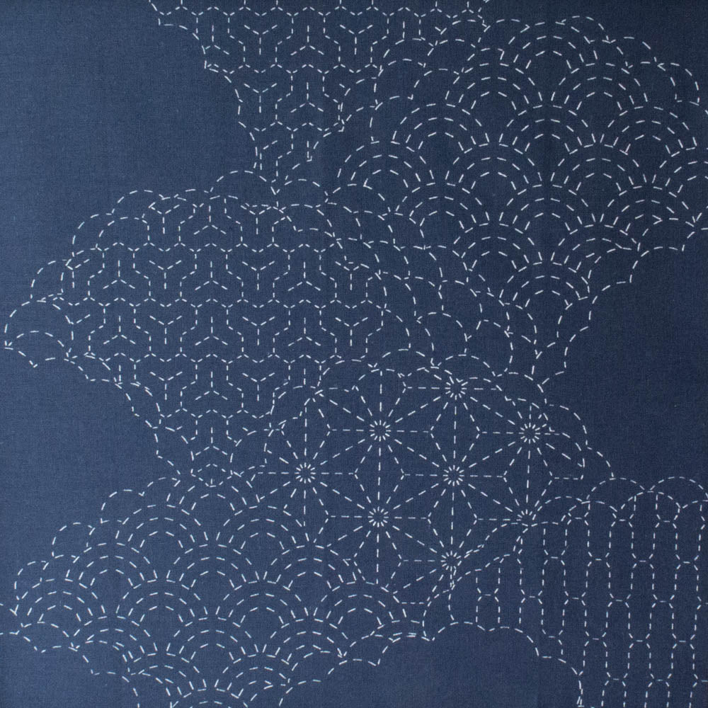 Cumulus Cloud Sashiko Embroidery Sampler (Navy) Sashiko - Snuggly Monkey